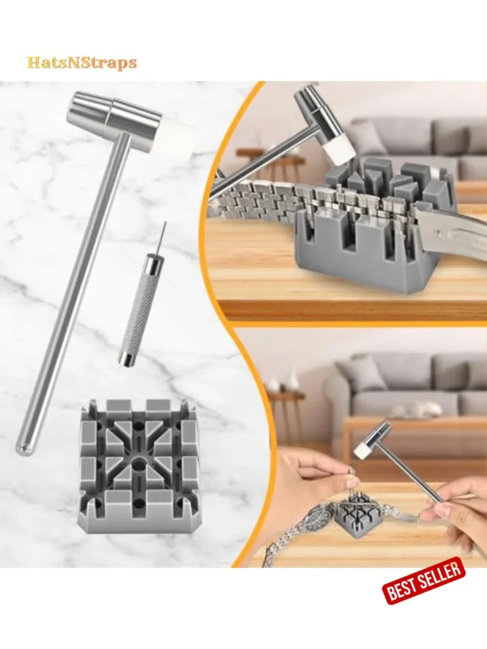 Watch Link Removal Kit with Pin Punches and Hammer